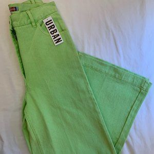 Urban Outfitters Womens Ultra High Rise Wide Leg Denim Jeans Green 27